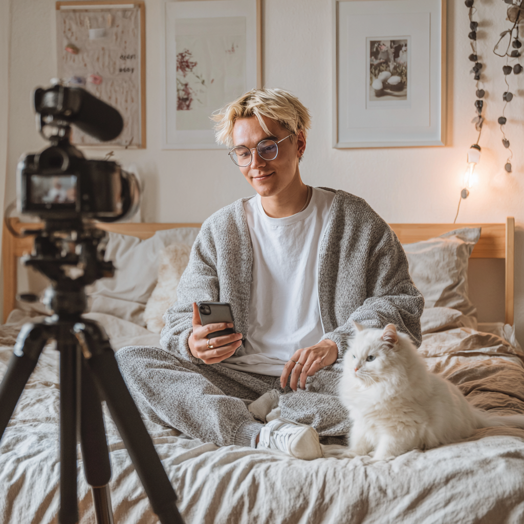 Creator recording a product review